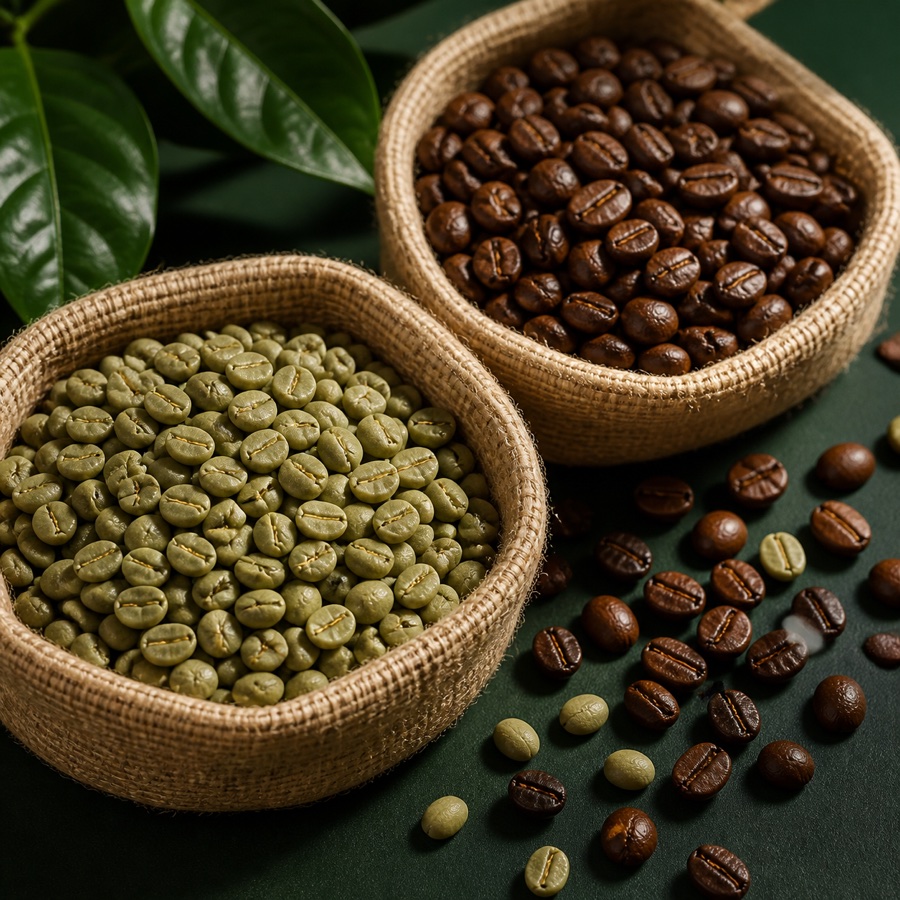 Indian Arabica and Robusta coffee beans