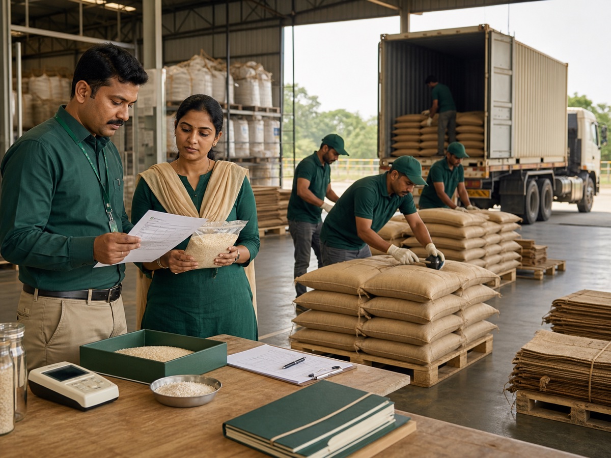 Agricultural export order progressing from sample approval to container loading